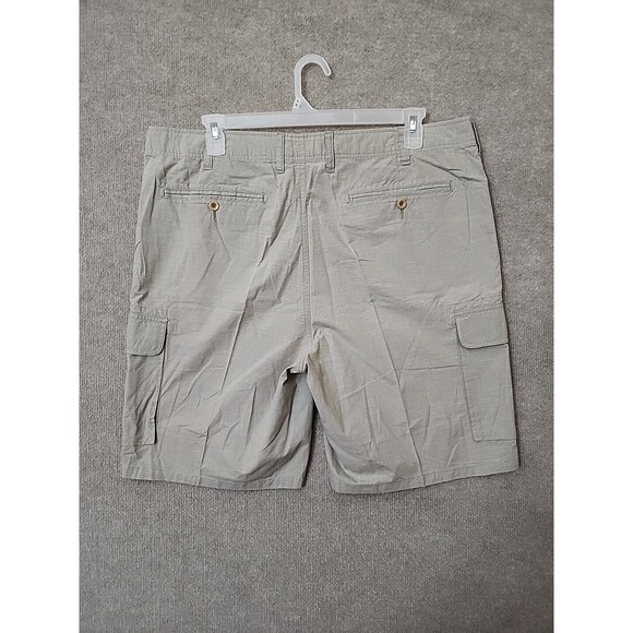 Orvis Cargo Chino Shorts Mens 40 Tan Blue Micro Check Golf Hiking Cotton - Picture 4 of 8